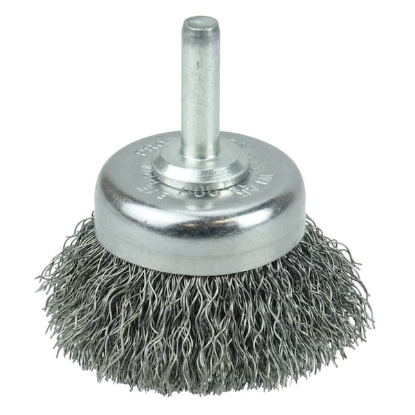 Weiler 1 3/4" Crimped Wire Utility Cup Brush .0118" Steel Fill, 1/4" Stem 14301 - main